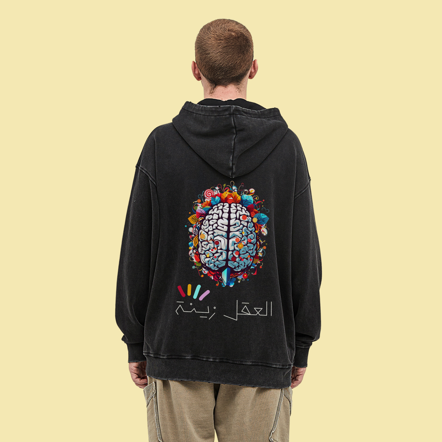 "Mind Adornment" Snow-wash Hoodie