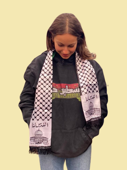 Free Palestine Oversize Snow-wash Hoodie